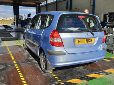 Honda Jazz is weighed at the start of it's import test in Murcia Honda Jazz at ITV test